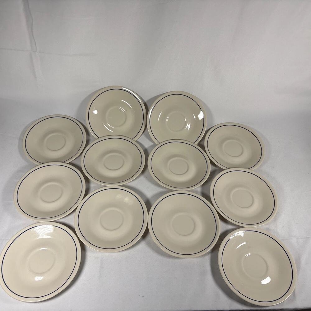 Corelle Old Town Blue Plain Blue Band Saucers Set Of 12